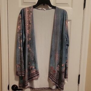 Floral Blue Open-Front Cardigan
